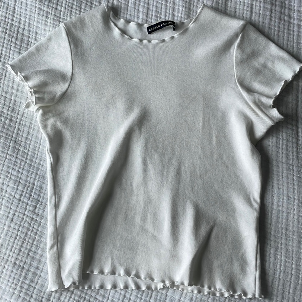 Never-worn Brandy Melville ruffle t-shirt